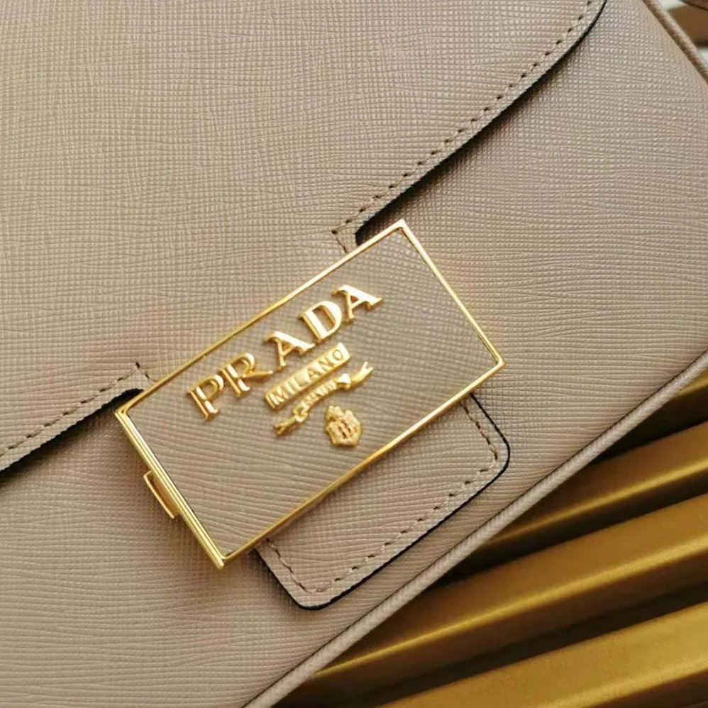 Prada Saffiano Leather Prada Embleme Bag for Women in Pink