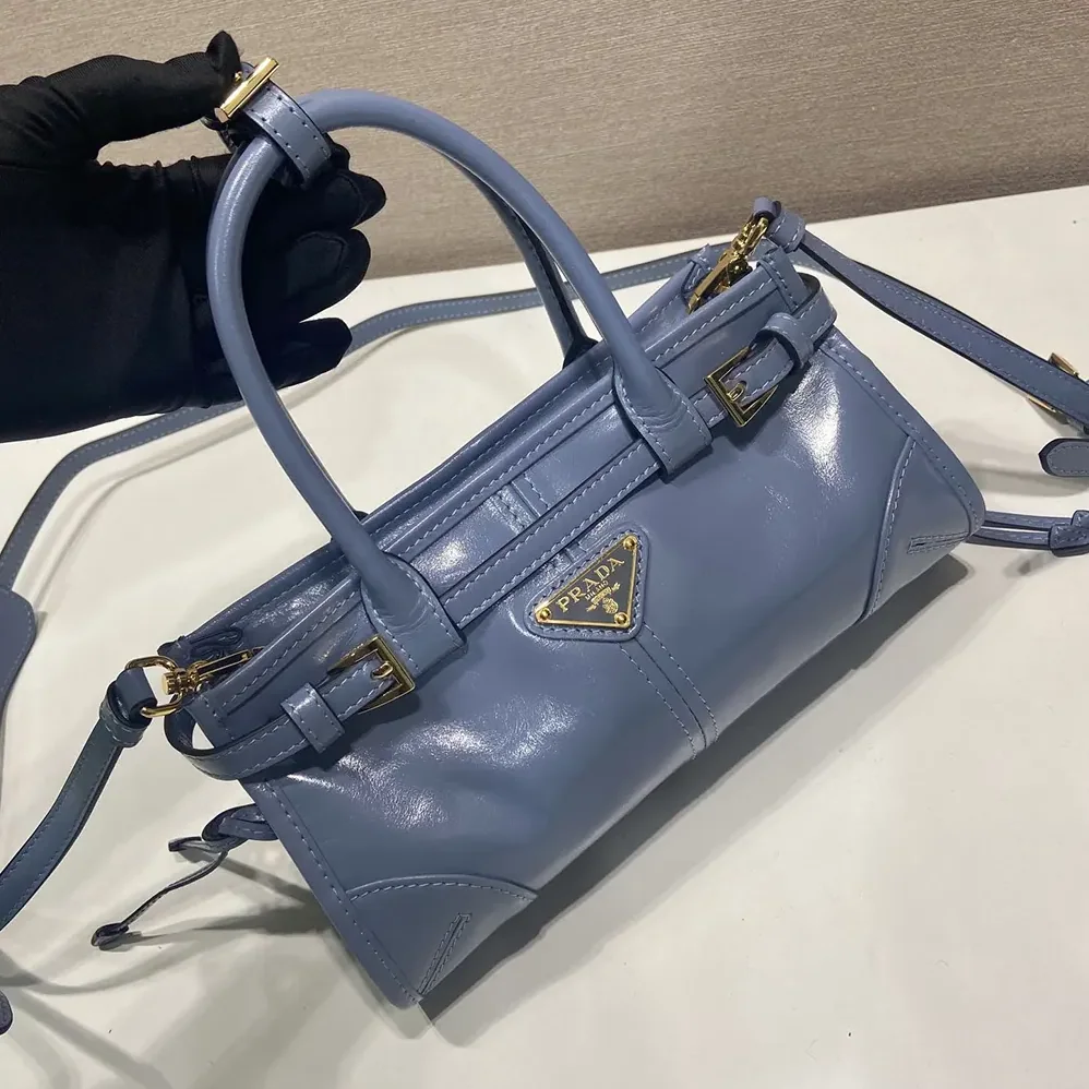 Prada Bonnie Leather Mini Handbag for Women in Light Blue