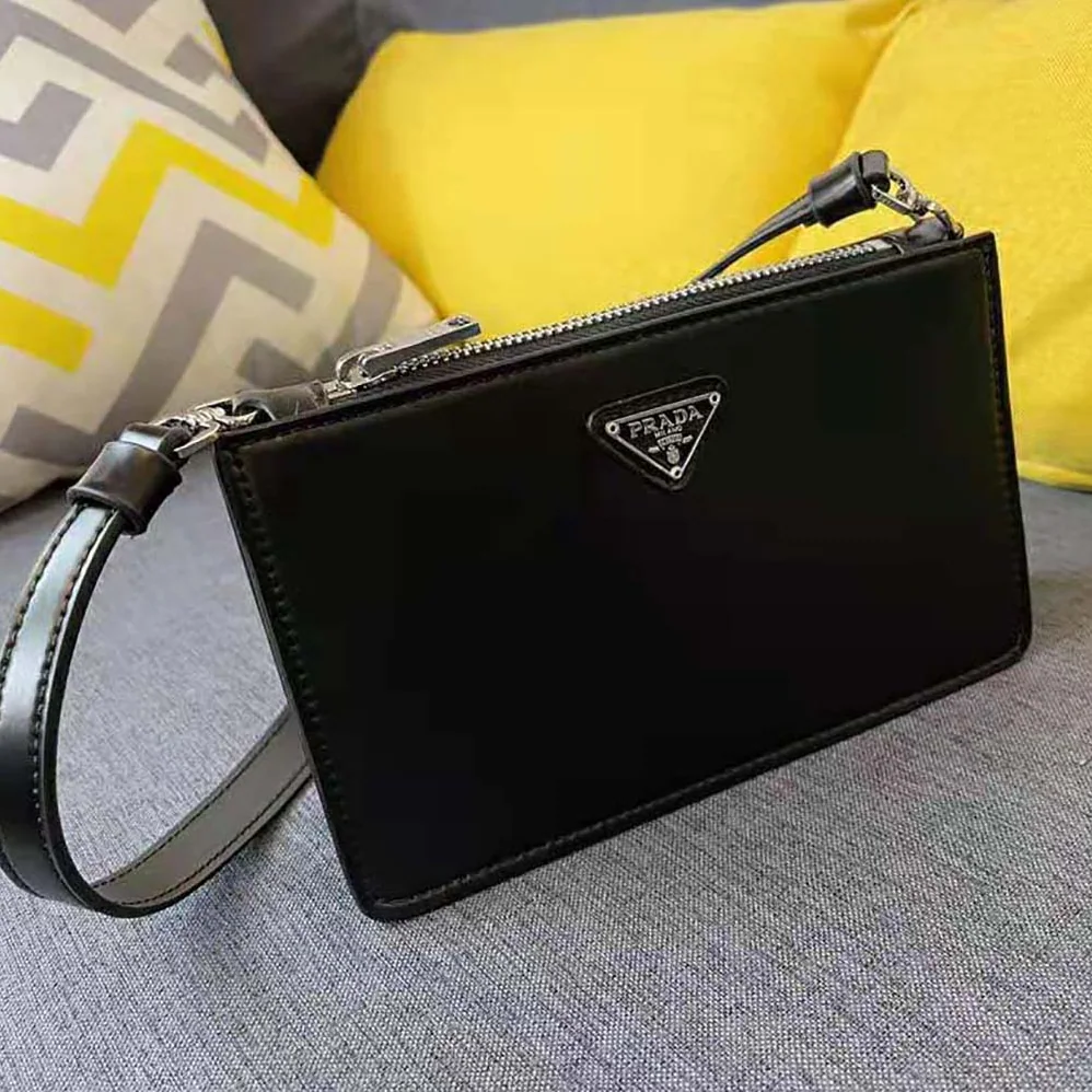 Prada Brushed Leather Mini-Bag for Women in Black