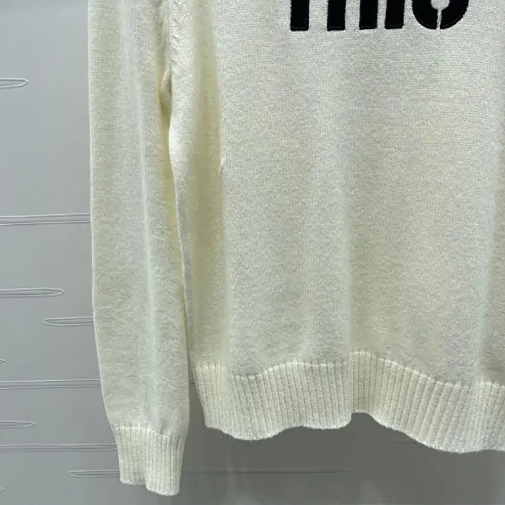 Miu Miu Double Cashmere Sweater with Logo for Women in White
