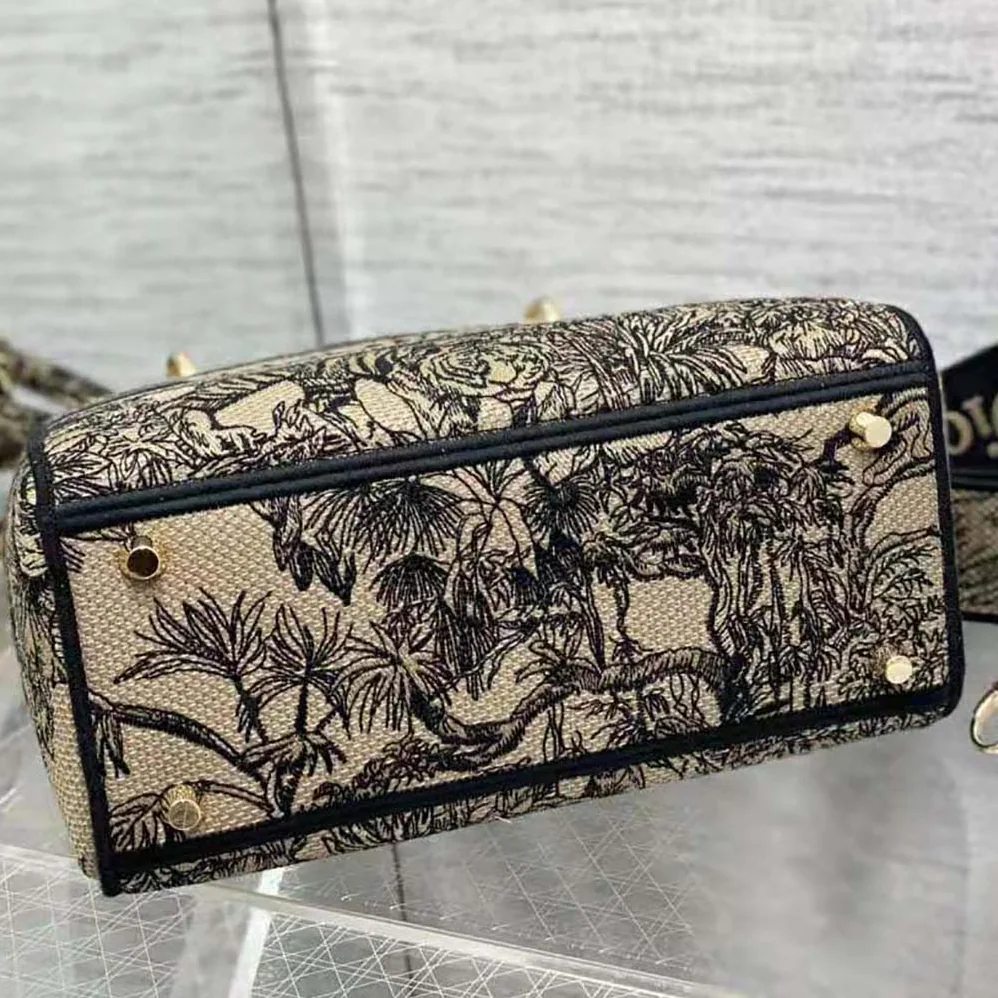 Dior Medium Lady D-lite Bag Beige Multicolor Toile de Jouy Voyage Embroidery for Women