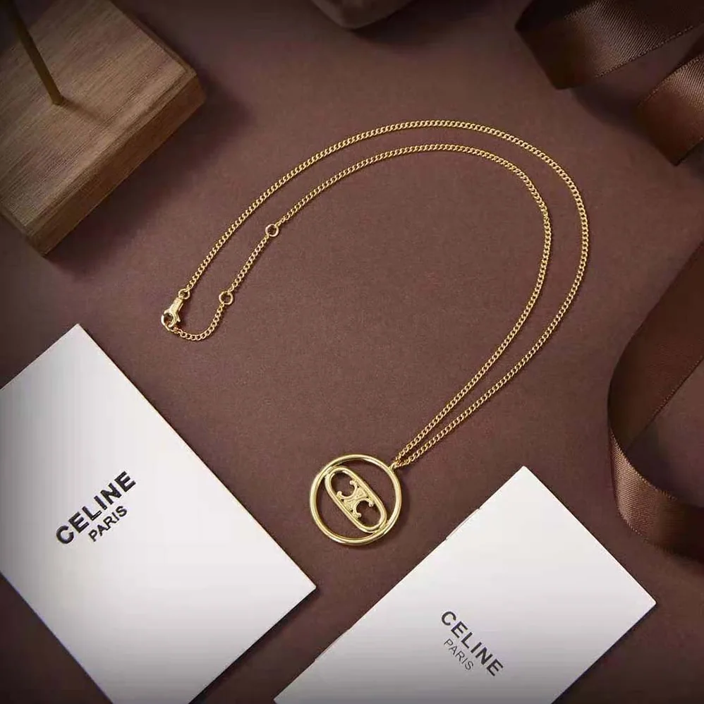 Celine Maillon Triomphe Bold Necklace in Brass with Gold Finish for Women