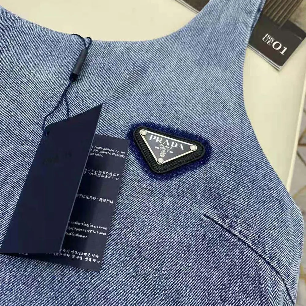 Prada Organic Denim Mini-Dress for Women in Navy