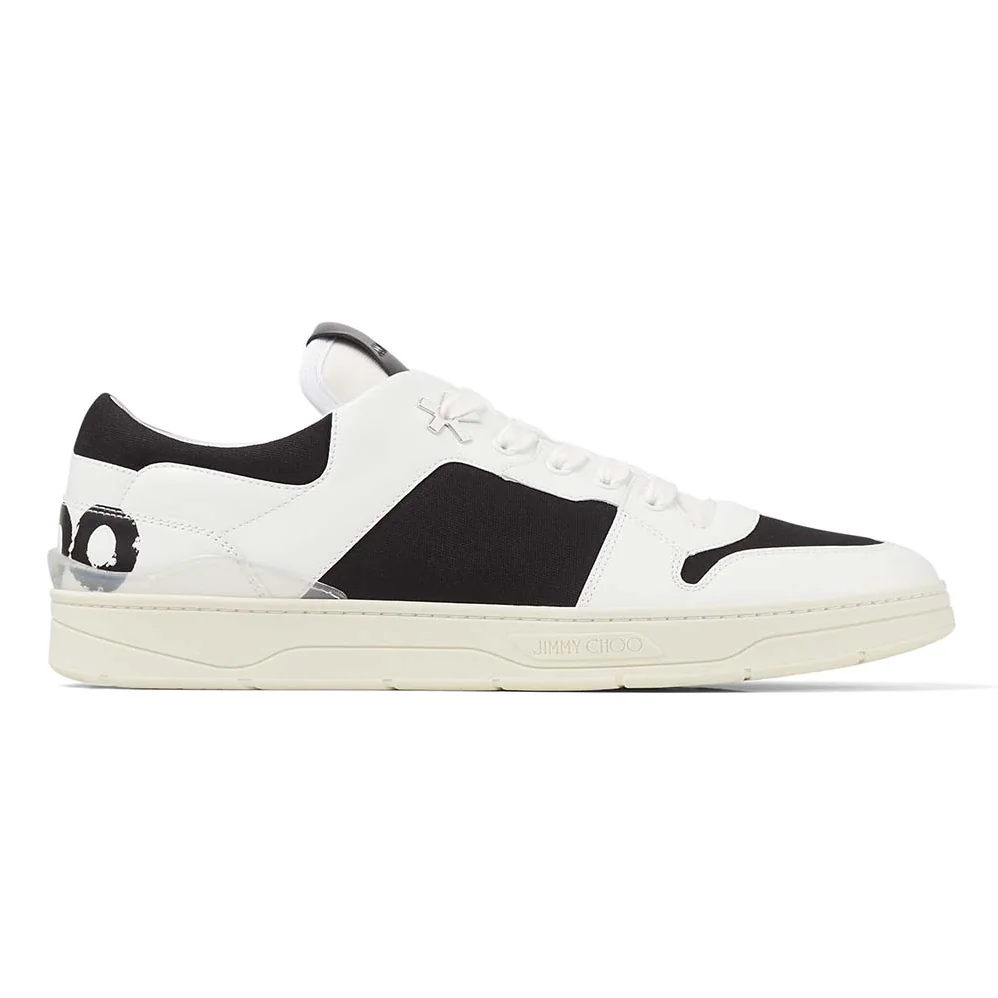 Jimmy Choo JC / Eric Haze Florent/M White Calf Leather and Black Canvas Trainers for Unisex
