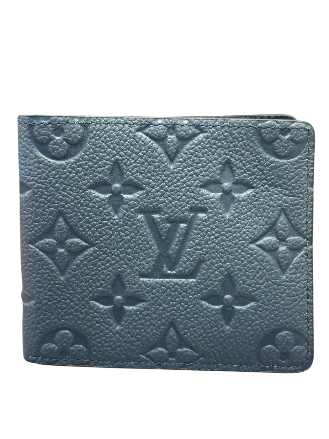Amazing Navy Blue Monogram Leather Wallet for Men's