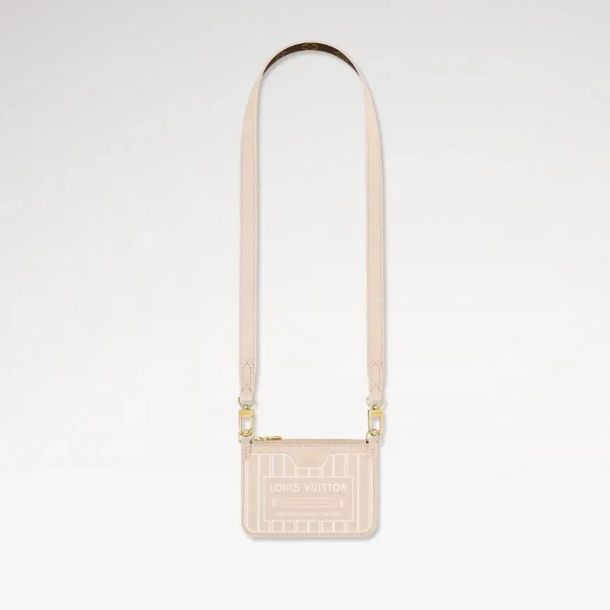 Louis Vuitton Neverfull Bandouliere Inside Out BB Tote Bag in Limestone Gold Hardware