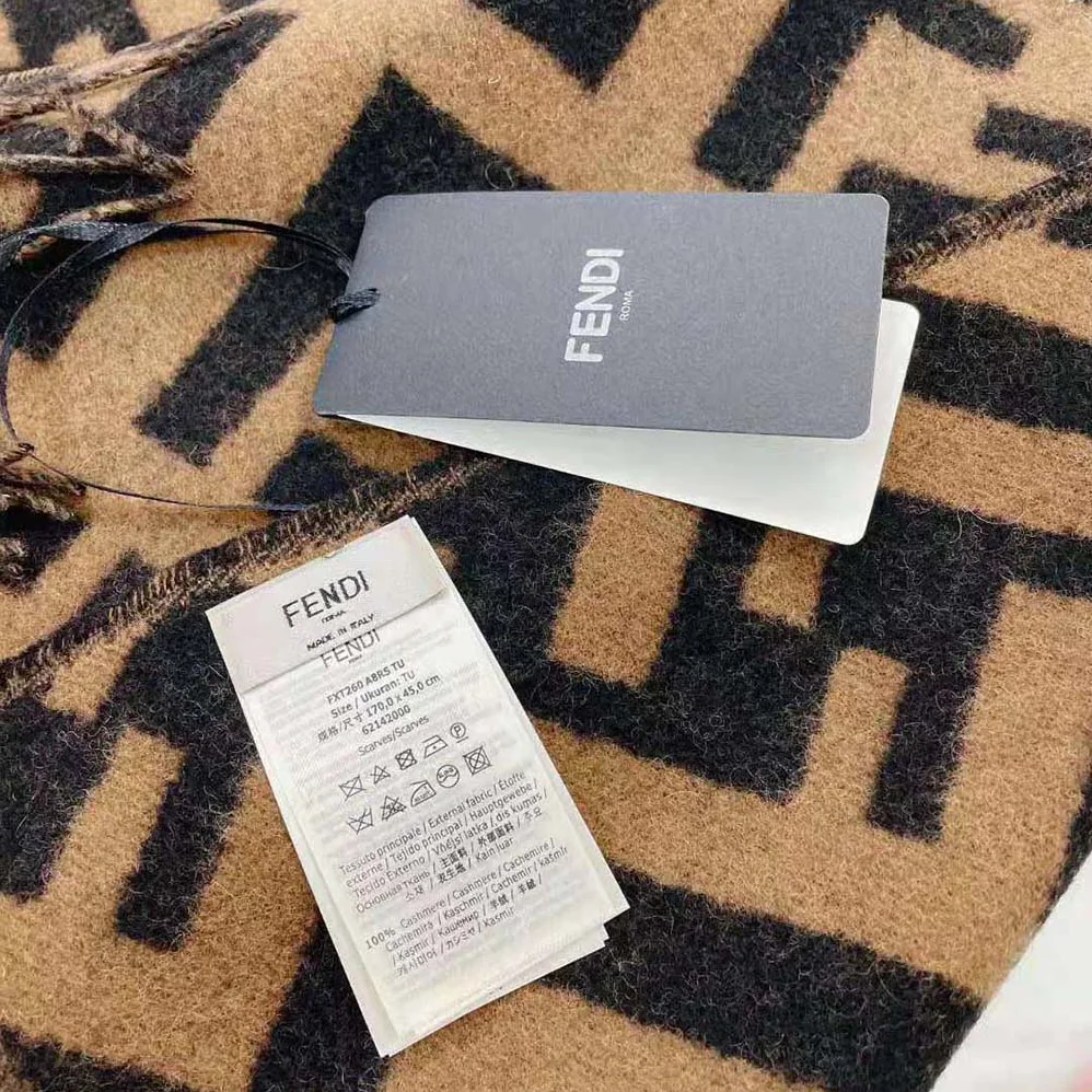Fendi FF Scarf Brown Cashmere Scarf for Women Fendi FF Scarf Brown Cashmere Scarf for Women