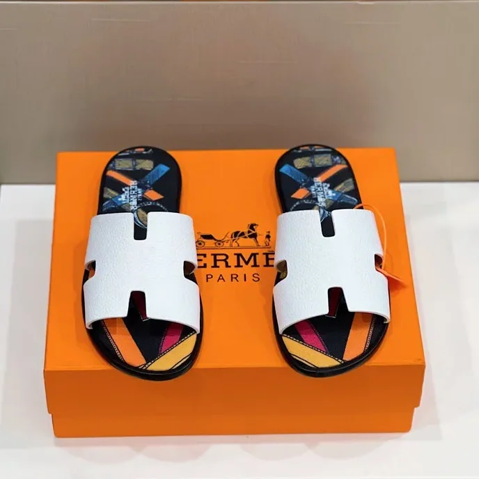 Hermes Izmir Sandals White in Multicolor Hermes Izmir Sandals White in Multicolor
