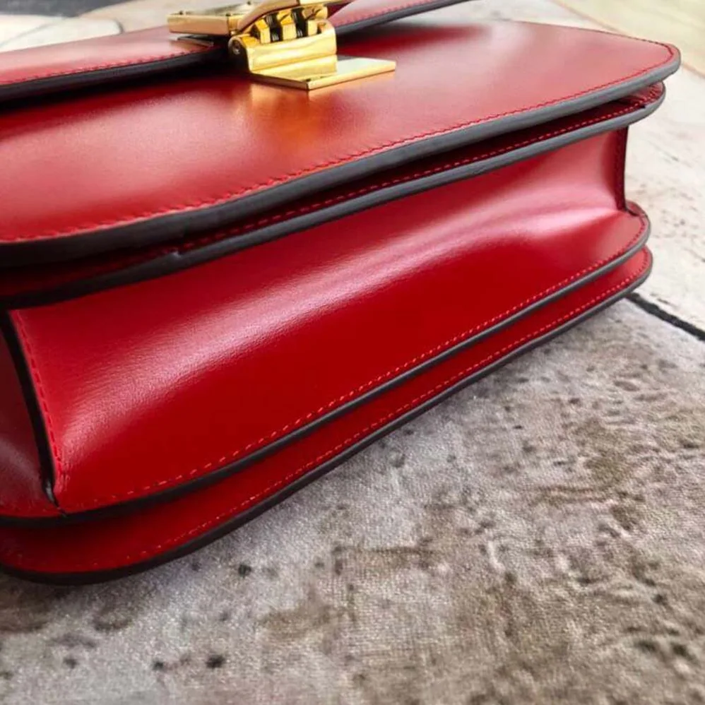 Celine Small Classic Bag in Box Calfskin Leather for Women in Red