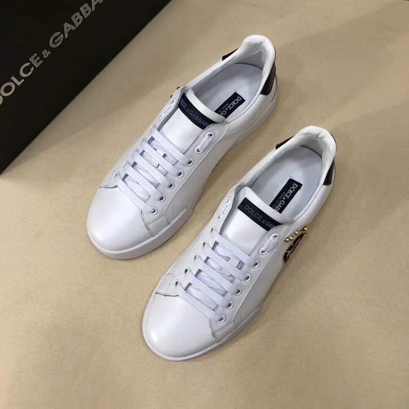 Dolce Gabbana D&G Shoes Calfskin Portofino Sneakers with Patches of the Designers for Unisex in White Dolce Gabbana D&G Shoes Calfskin Portofino Sneakers with Patches of the Designers for Unisex in White