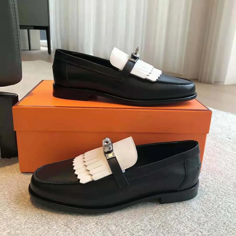 Hermes Royal Loafer in Goatskin and Calfskin-White H241072Z for Women Hermes Royal Loafer in Goatskin and Calfskin-White H241072Z for Women