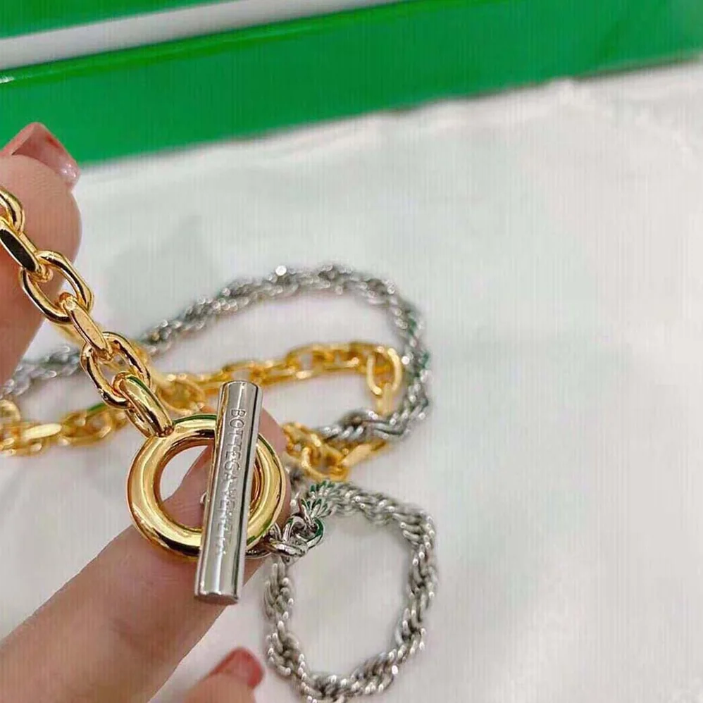 Bottega Veneta Key Chain Necklace with Sterling Silver and 18k Gold for Women Bottega Veneta Key Chain Necklace with Sterling Silver and 18k Gold for Women