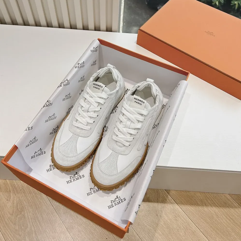 Hermes Jet Sneaker in Technical Canvas and Suede Goatskin for Unisex in White Hermes Jet Sneaker in Technical Canvas and Suede Goatskin for Unisex in White