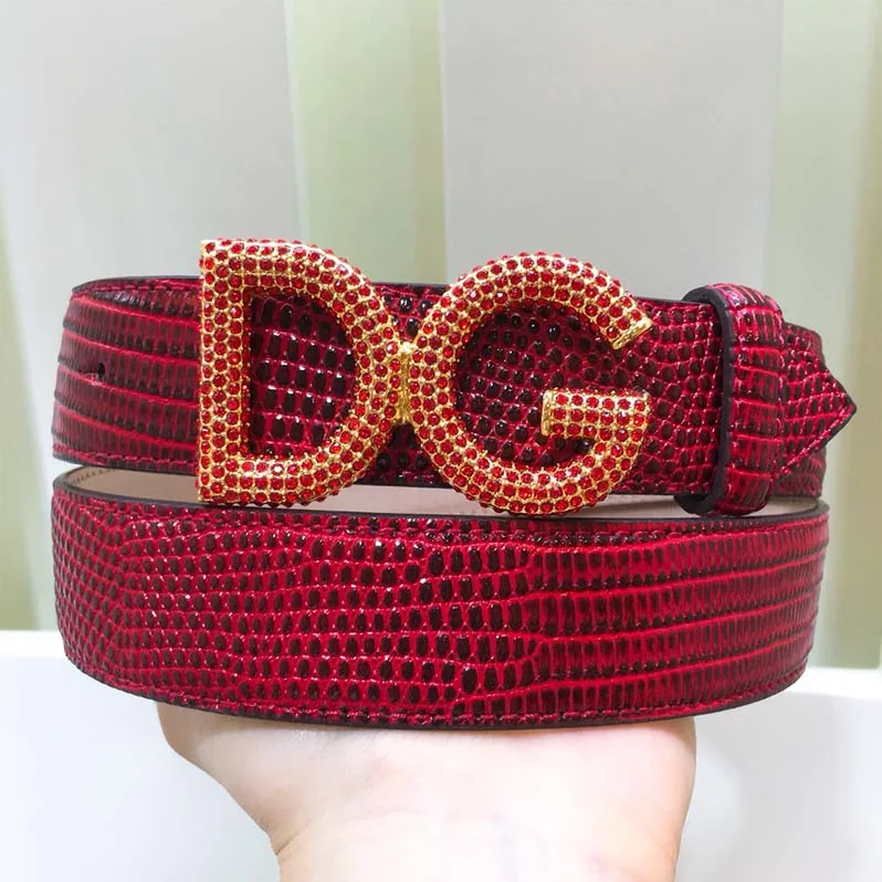 Dolce Gabbana D&G Belt in Iguana Print Calfskin for Women in Maroon Dolce Gabbana D&G Belt in Iguana Print Calfskin for Women in Maroon