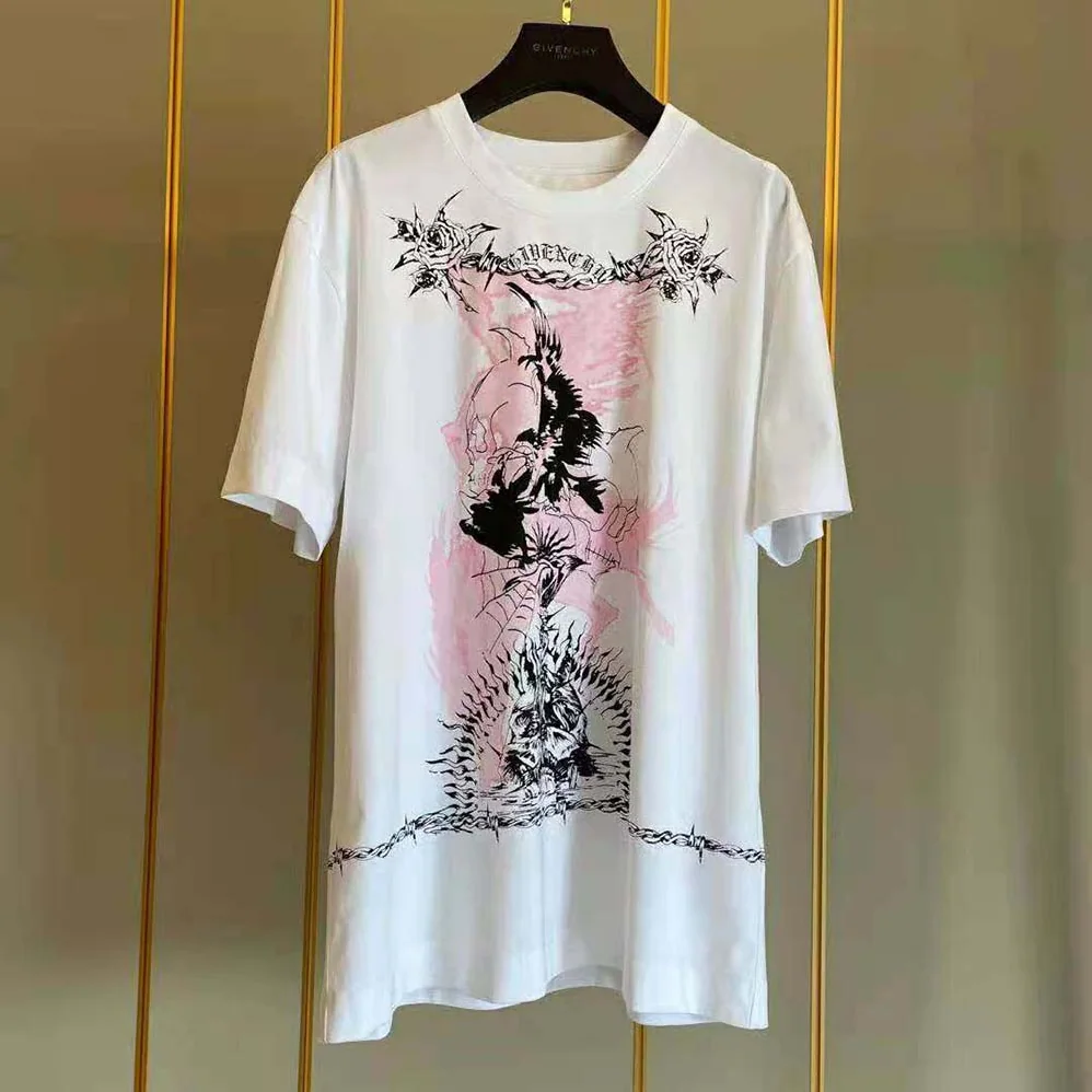 Givenchy Gothic Printed Oversized T-Shirt for Men in Pink