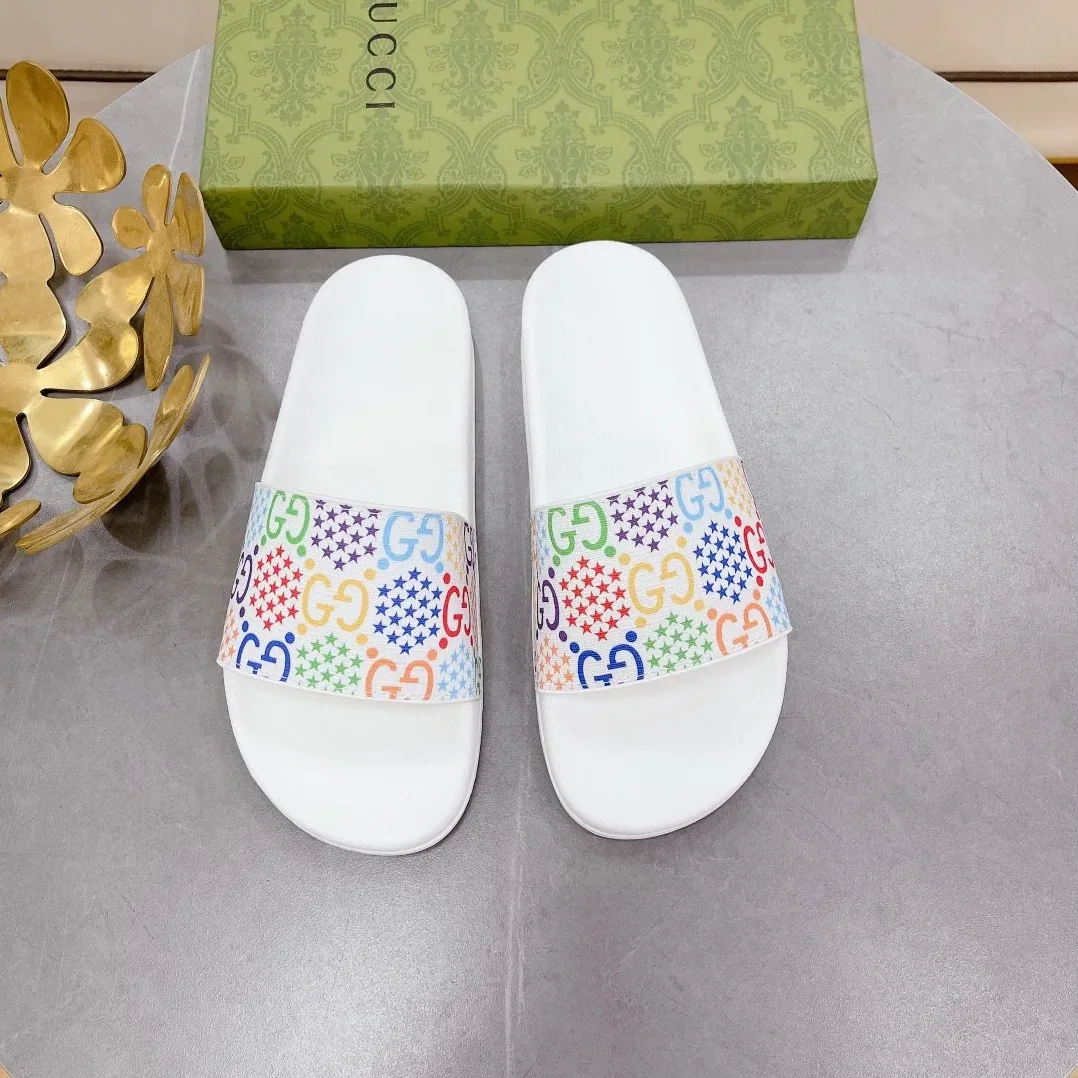 Gucci GG Slide Sandal With Stars White for Women Gucci GG Slide Sandal With Stars White for Women