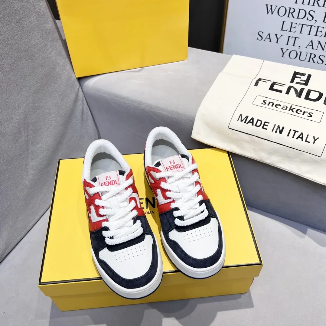 Fendi FD Match Low Tops Sneakers Red And Black Fendi FD Match Low Tops Sneakers Red And Black