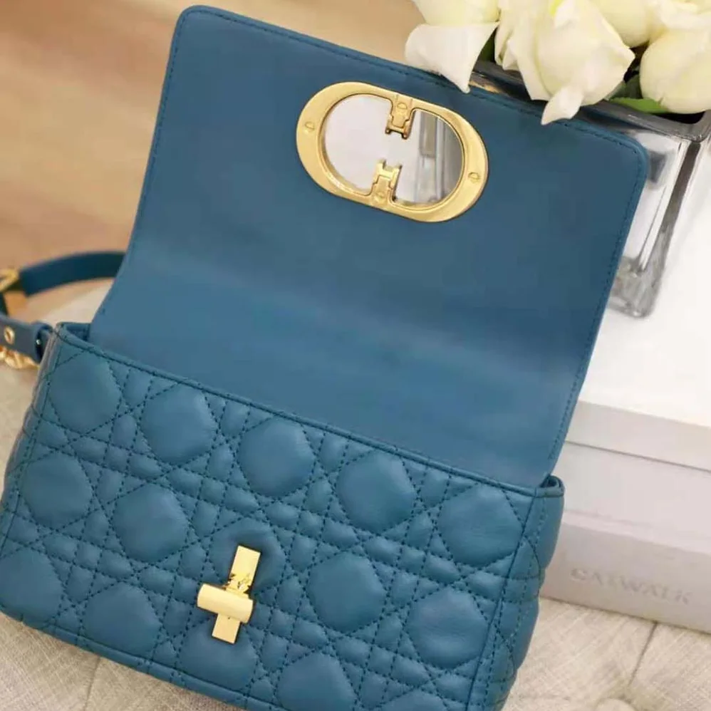 Dior Small Dior Caro Bag Supple Cannage Calfskin for Women in Blue Dior Small Dior Caro Bag Supple Cannage Calfskin for Women in Blue