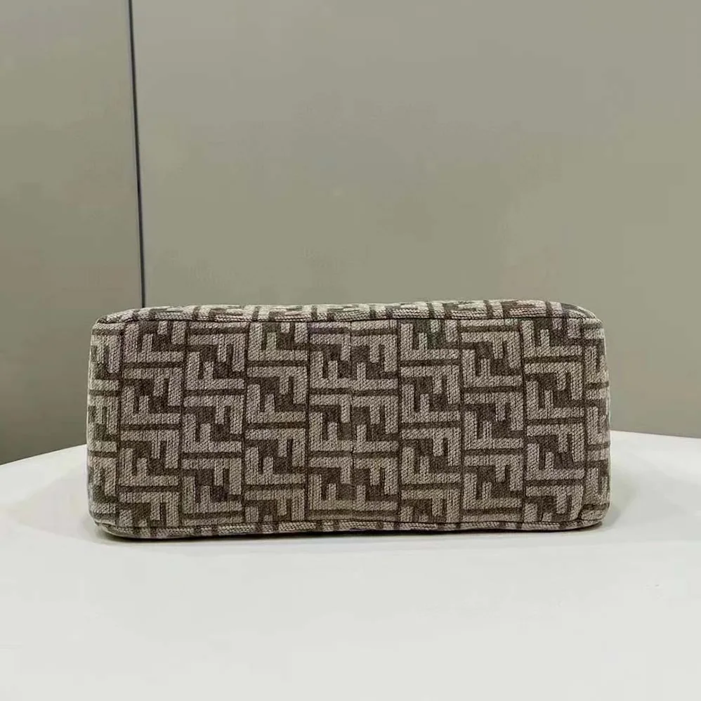 Fendi O'Lock Zip Dark Grey Tapestry Fabric Bag for Women Fendi O'Lock Zip Dark Grey Tapestry Fabric Bag for Women