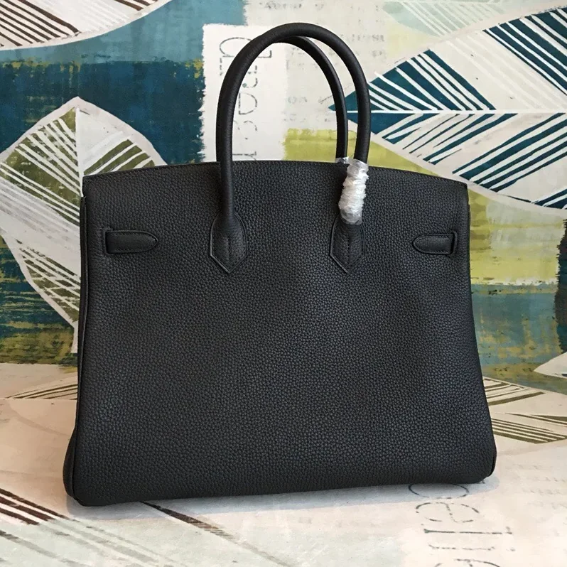 Hermes Birkin Top Handle Bag in Black Silver Hardware