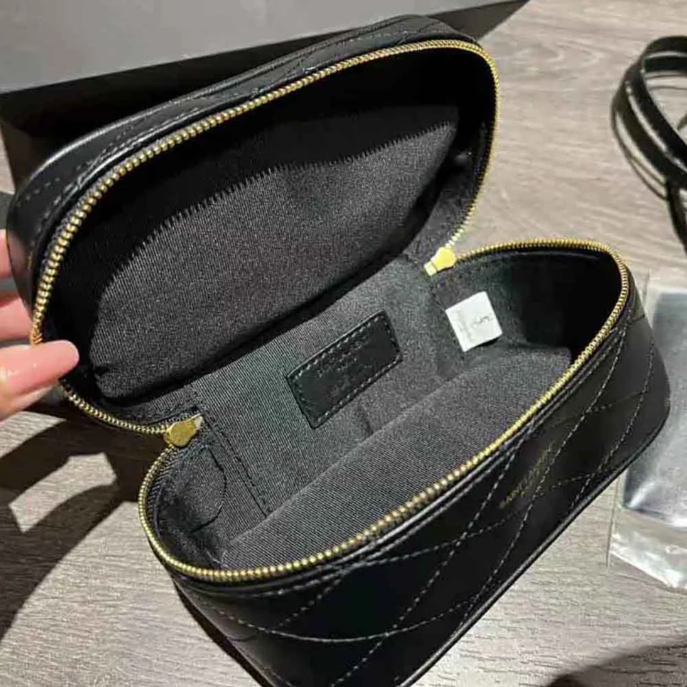 Saint Laurent YSL Mini Saint Laurent Vanity Case in Quilted Lambskin for Women in Black