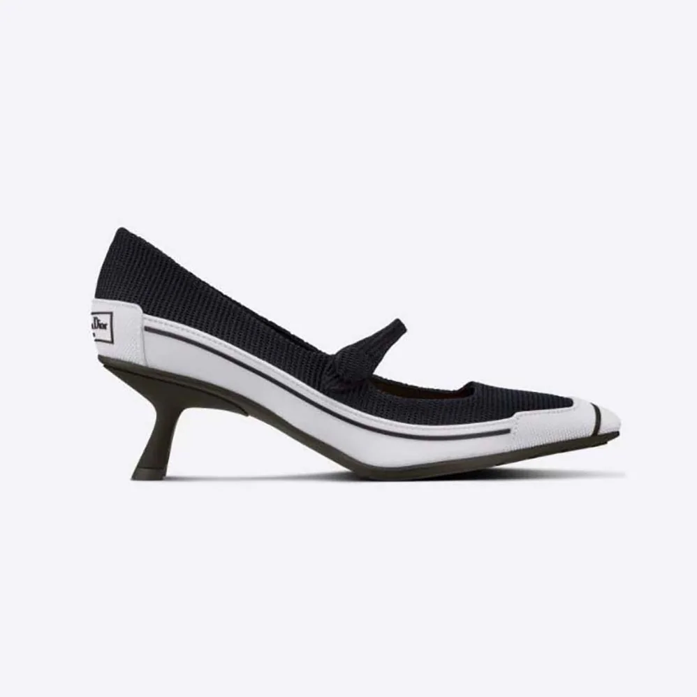 Dior D-Motion Pump Black Technical Fabric and White Rubber for Women Dior D-Motion Pump Black Technical Fabric and White Rubber for Women