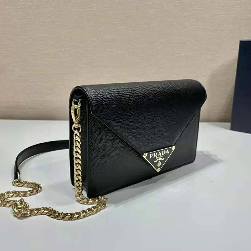 Prada Saffiano Leather Shoulder Bag for Women in Black