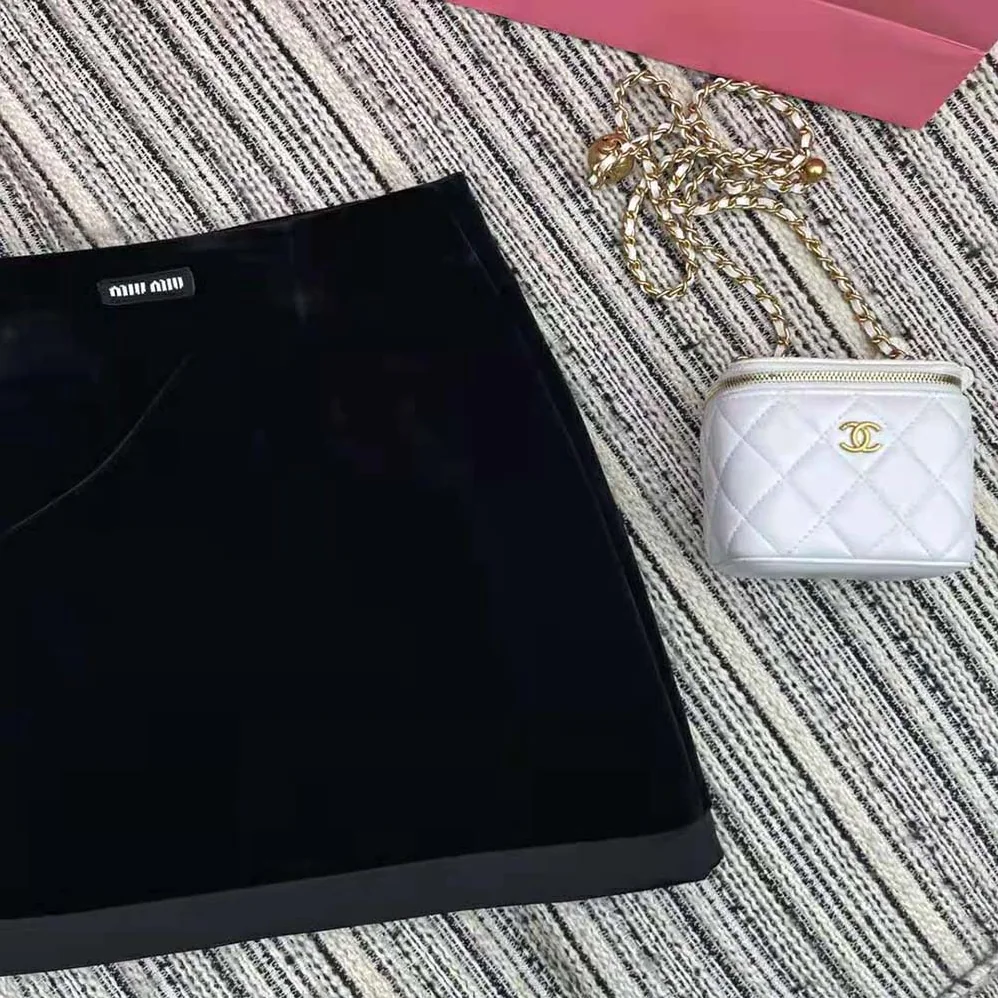 Miu Miu Velvet Miniskirt with Knit Logo Label for Women in Black
