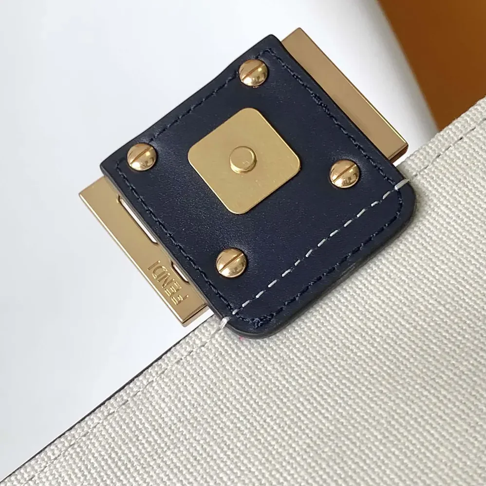 Fendi Baguette Mini Canvas Bag with Multicolor FF Embroidery for Women Fendi Baguette Mini Canvas Bag with Multicolor FF Embroidery for Women
