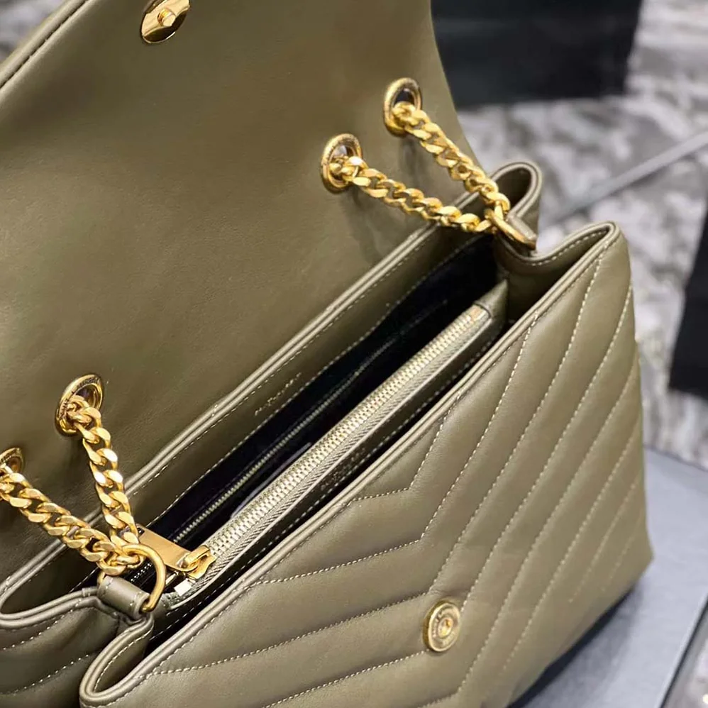 Saint Laurent YSL Loulou Medium Bag in Matelassé Y Leather for Women in Green