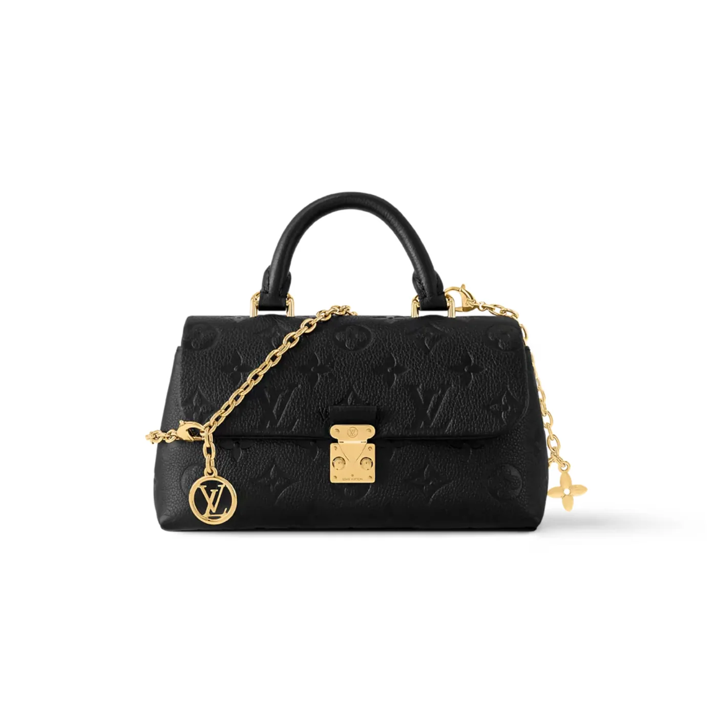 Louis Vuitton Nano Madeleine Top Handle Bag / Black Monogram Empreinte Gold Hardware