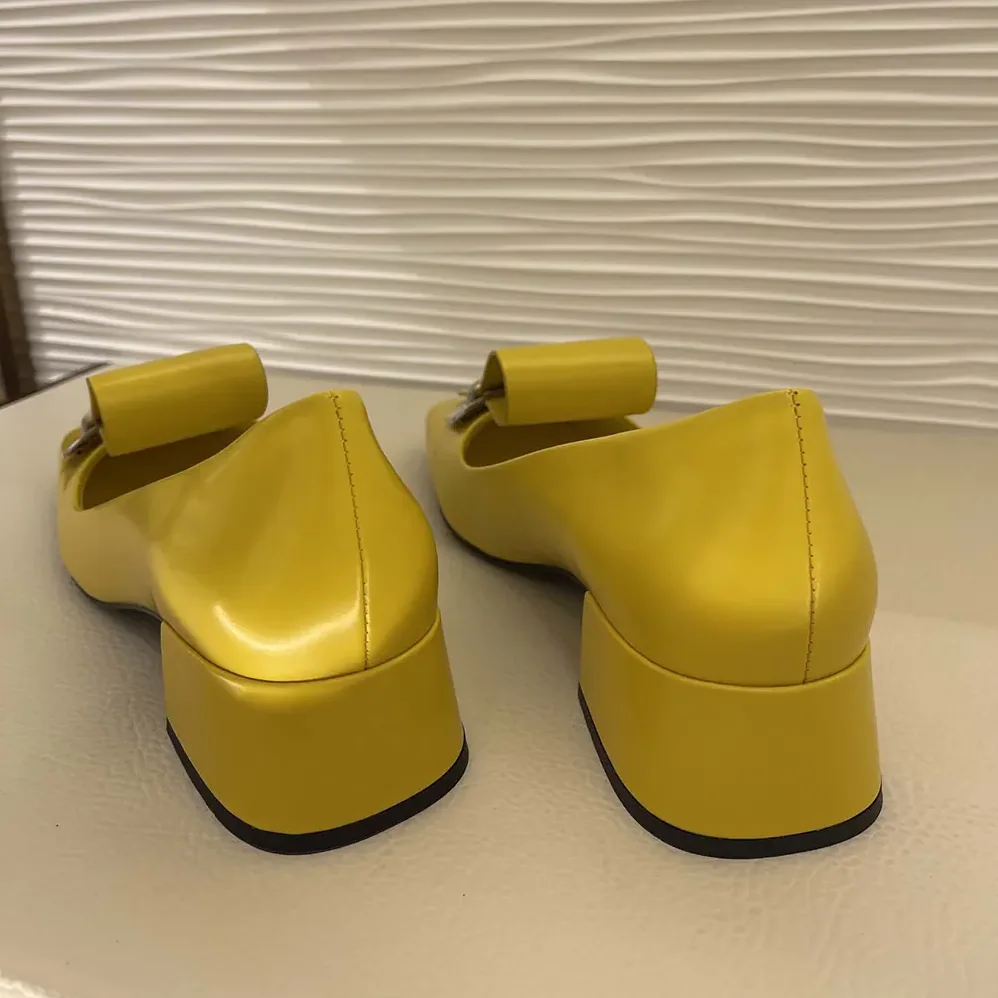 Prada Brushed Leather Pumps for Women in Yellow