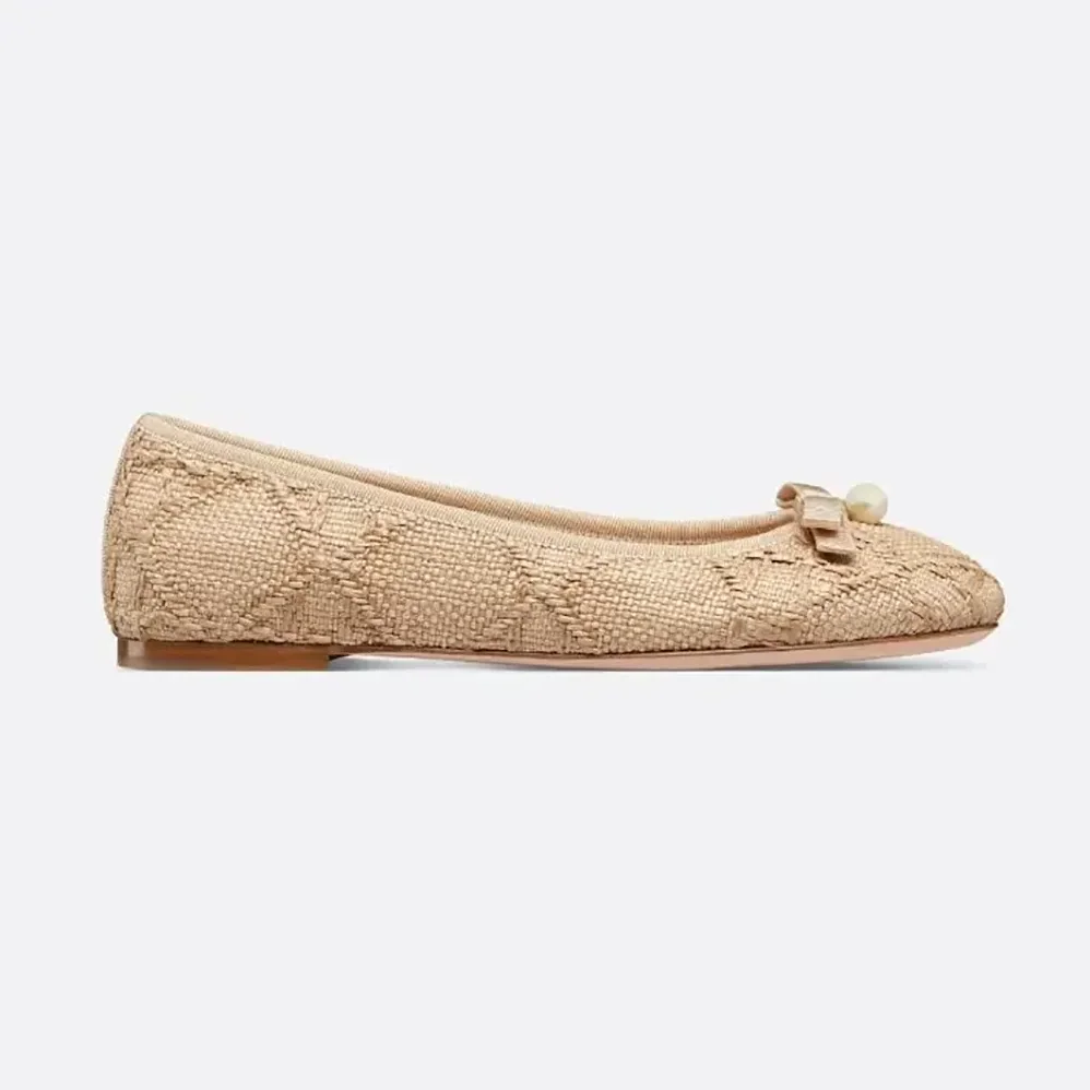 Dior Dior Ballet Flat Natural Cannage Raffia for Women Dior Dior Ballet Flat Natural Cannage Raffia for Women