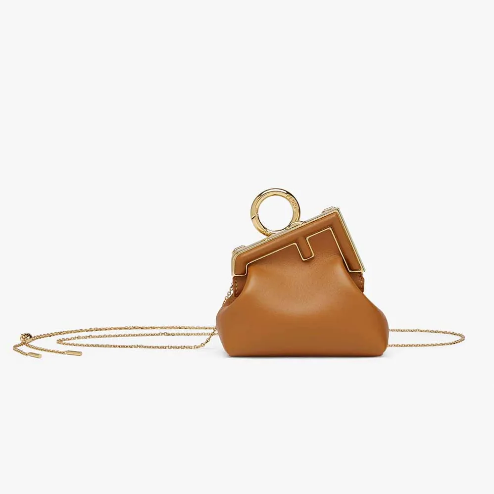 Fendi Nano Fendi First Charm Brown Nappa Leather Charm for Women Fendi Nano Fendi First Charm Brown Nappa Leather Charm for Women