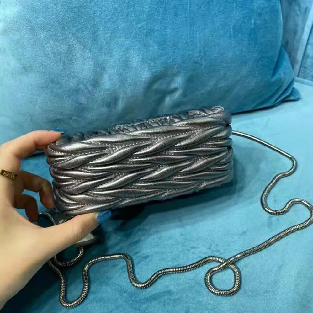 Miu Miu Miu Belle Nappa Leather Mini-Bag for Women in Silver