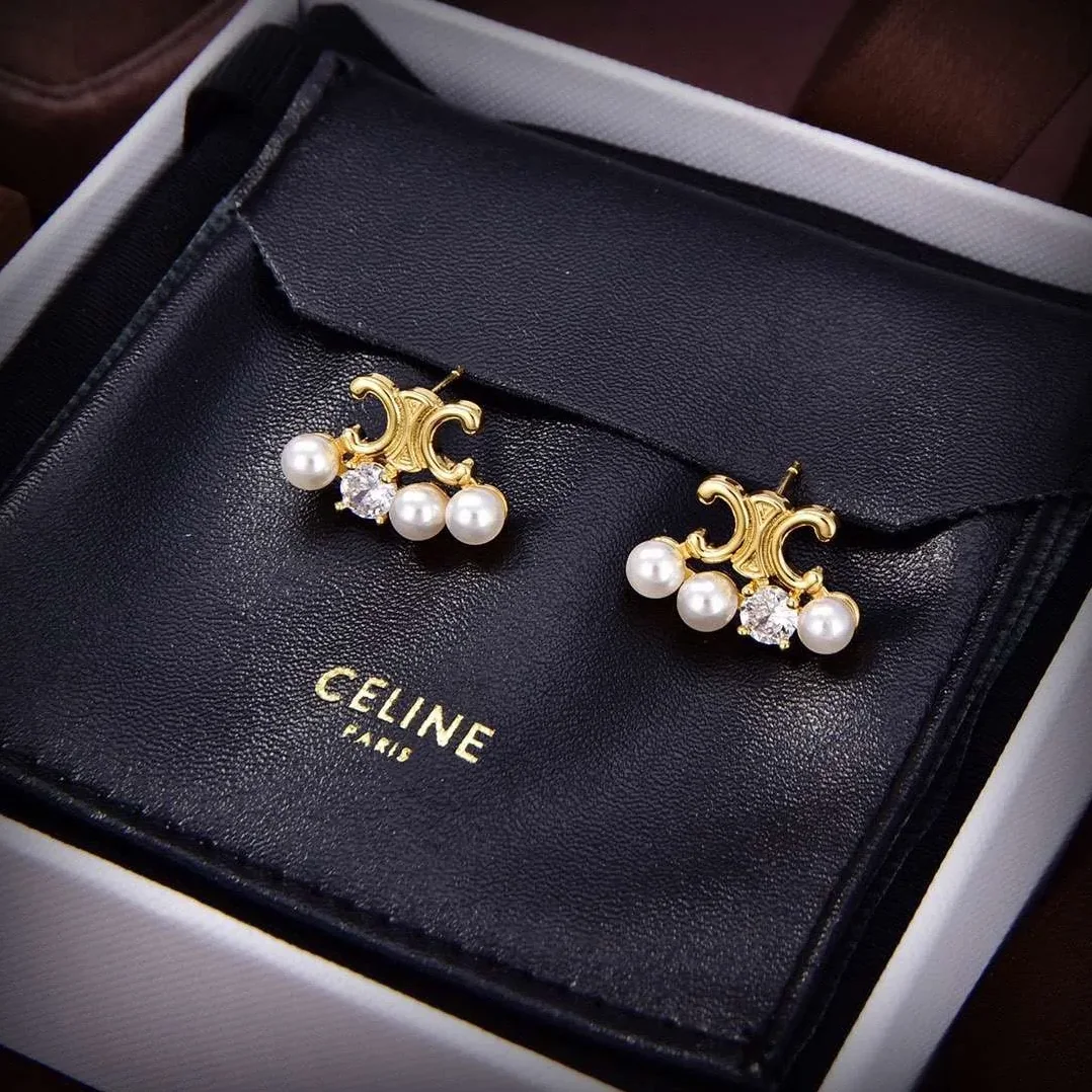 Celine Pearl Earrings Gold Celine Pearl Earrings Gold