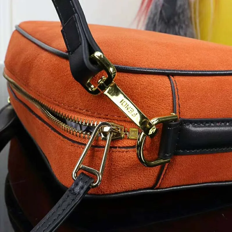 Fendi Mini Camera Case Natural-Color Suede Bag for Women in Brown Fendi Mini Camera Case Natural-Color Suede Bag for Women in Brown