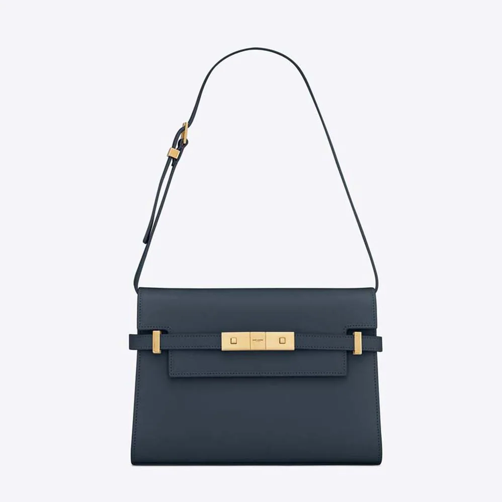 Saint Laurent YSL Manhattan Small Shoulder Bag in Box Saint Laurent Leather for Women in Navy Saint Laurent YSL Manhattan Small Shoulder Bag in Box Saint Laurent Leather for Women in Navy