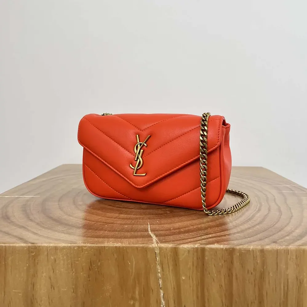 Saint Laurent YSL Loulou Mini in Lambskin for Women in Orange