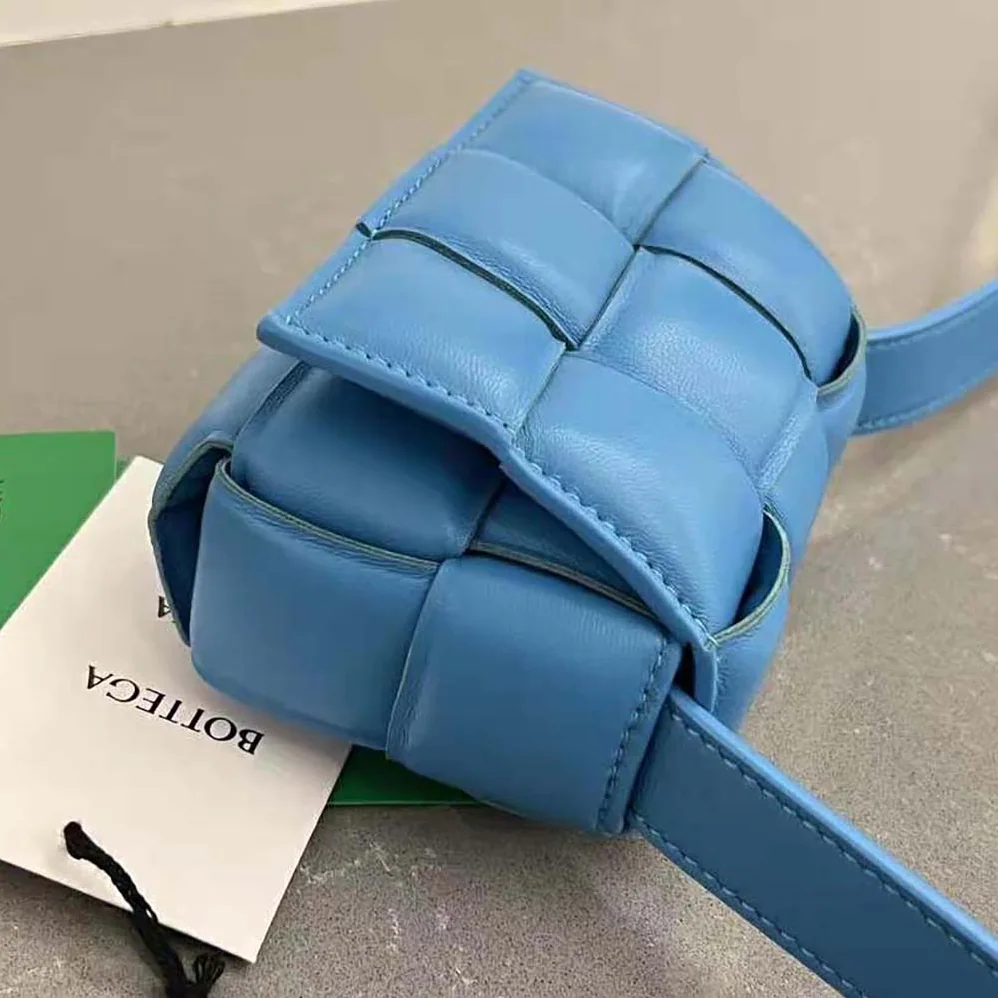 Bottega Veneta Candy Padded Cassette Mini Padded Intreccio Leather Cross-Body Bag for Women in Blue Bottega Veneta Candy Padded Cassette Mini Padded Intreccio Leather Cross-Body Bag for Women in Blue