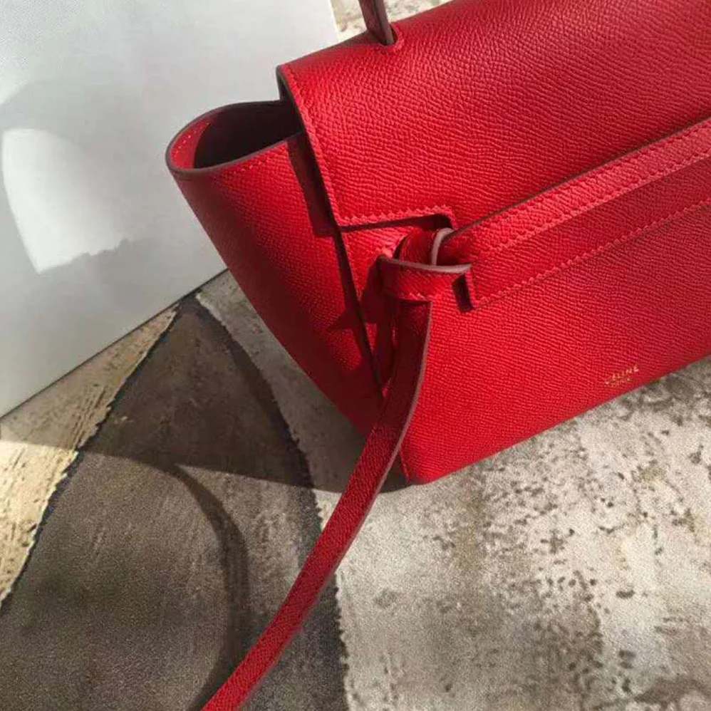 Celine Nano Belt Bag in Grained Calfskin Bag for Women in Red