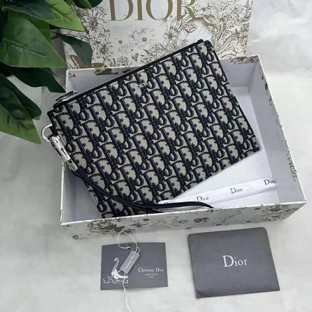 Dior A5 Pouch Beige and Black Dior Oblique Jacquard for Men