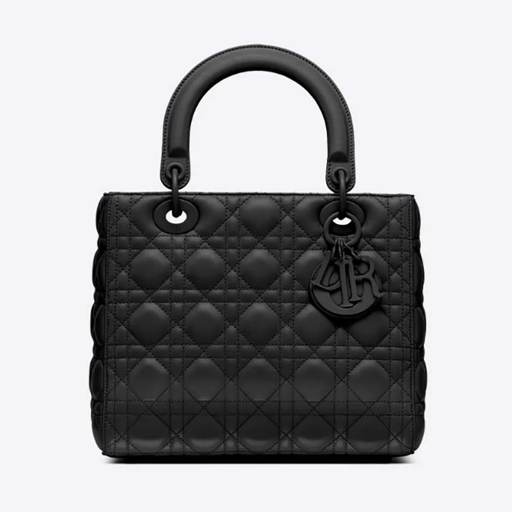 Dior Medium Lady Dior Bag Black Ultramatte Cannage Calfskin for Women Dior Medium Lady Dior Bag Black Ultramatte Cannage Calfskin for Women
