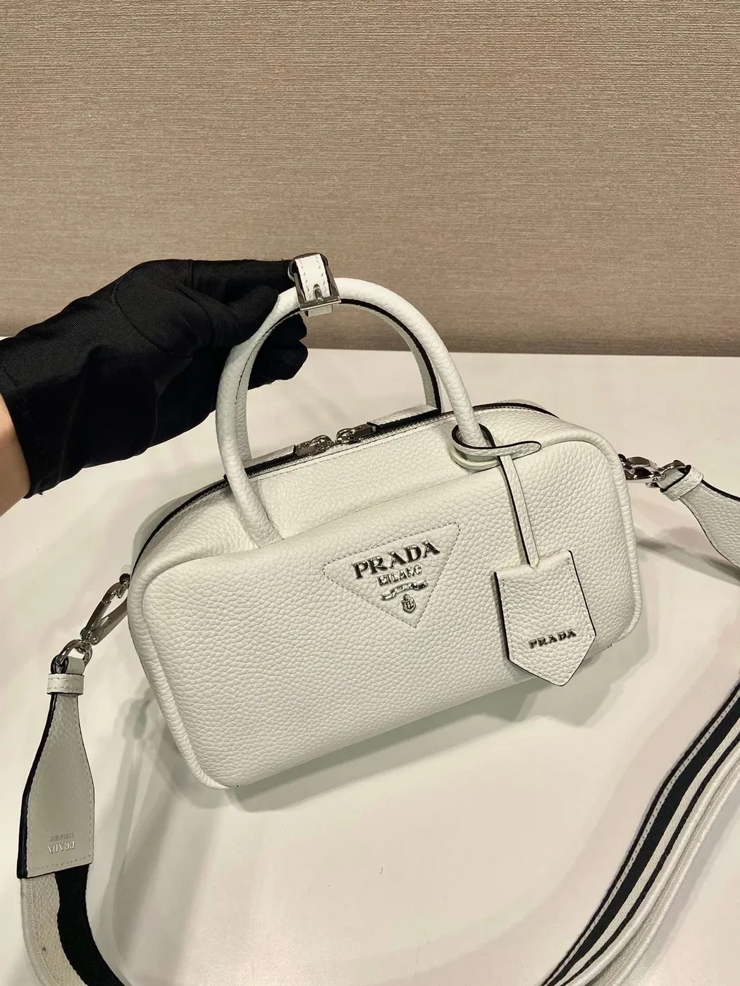Prada Top-Handle Bag Brown/White/Green Khaki / 1BB102_2DKV_F02Z8_V_3OO Prada Top-Handle Bag Brown/White/Green Khaki / 1BB102_2DKV_F02Z8_V_3OO