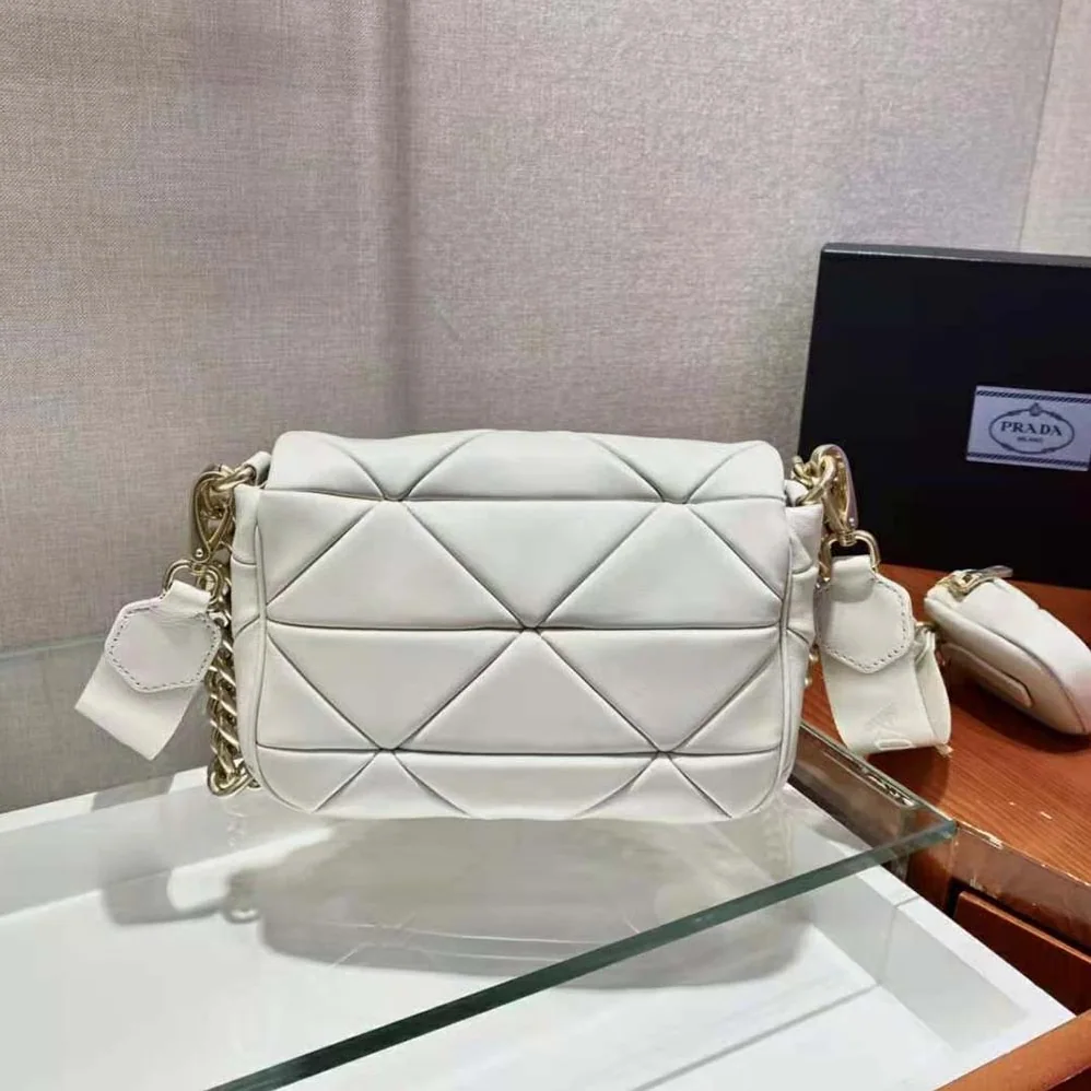 Prada System Nappa Leather Patchwork Bag for Women in White Prada System Nappa Leather Patchwork Bag for Women in White