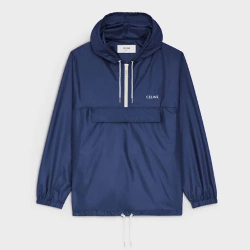 Celine Windbreaker in Lightweight Nylon for Women in Blue