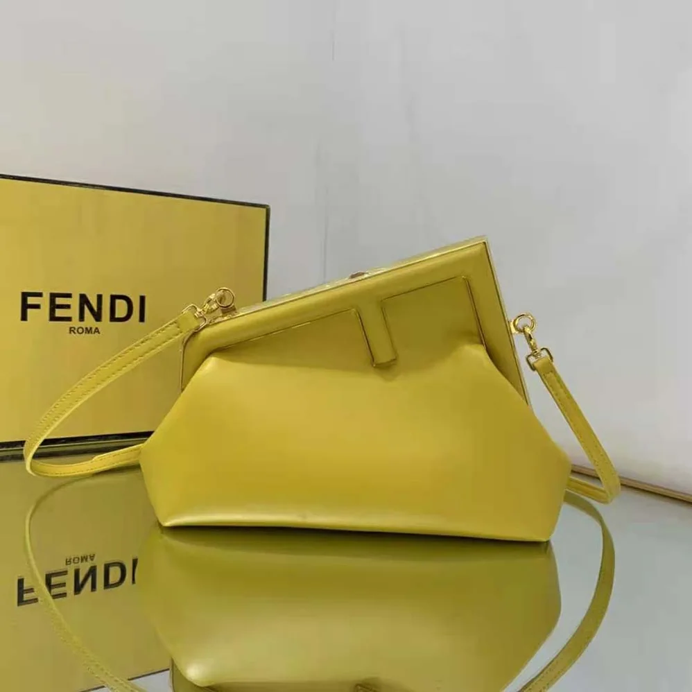 Fendi First Small Yellow Leather Bag for Women Fendi First Small Yellow Leather Bag for Women