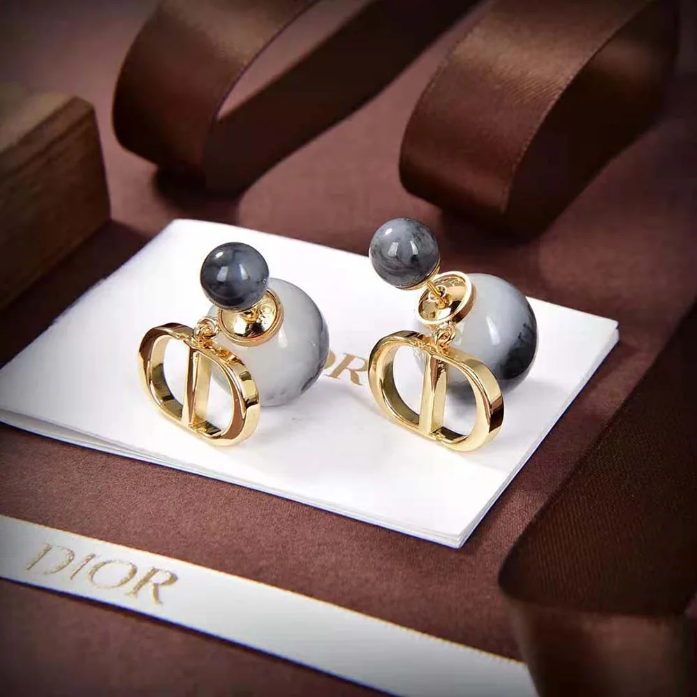 Dior Tribales Earrings Gold-Finish Metal and Black Jasper Pearls for Women Dior Tribales Earrings Gold-Finish Metal and Black Jasper Pearls for Women