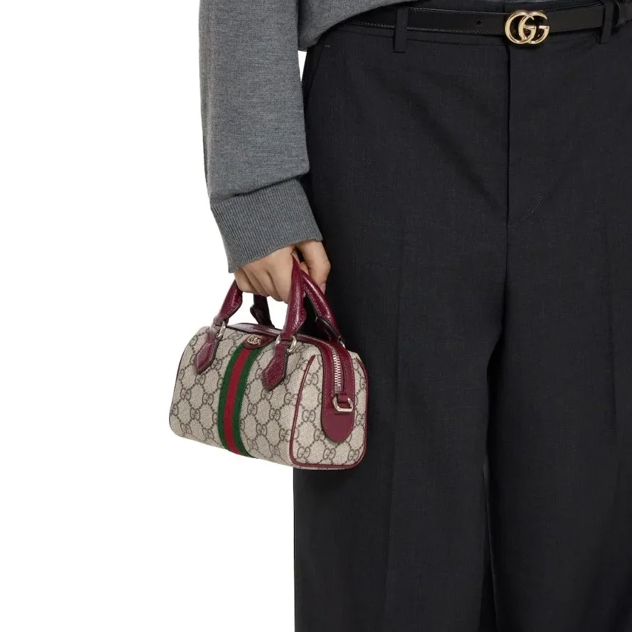 Gucci Ophidia Boston Mini Top Handle Bag in Beige/ Brown Gold Hardware Gucci Ophidia Boston Mini Top Handle Bag in Beige/ Brown Gold Hardware