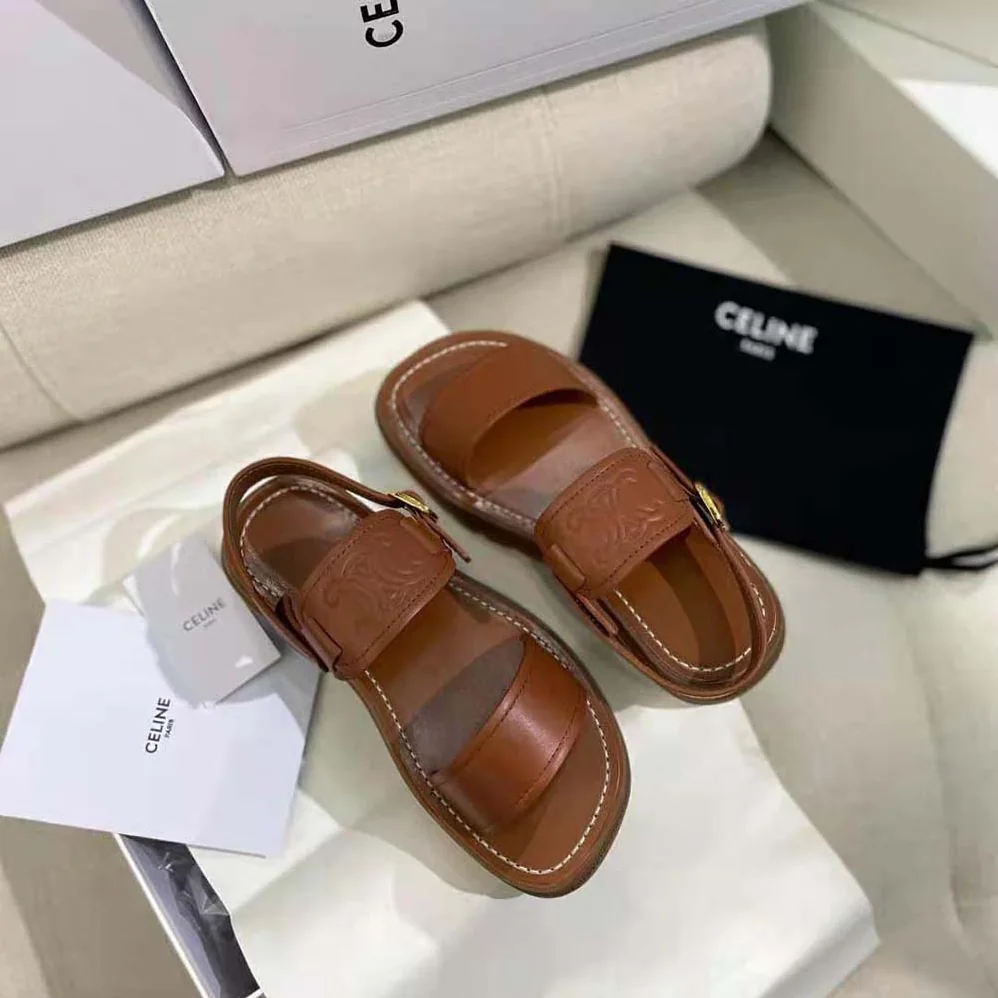 Celine Clea Triomphe Sandal in Vegetal Calfskin for Women